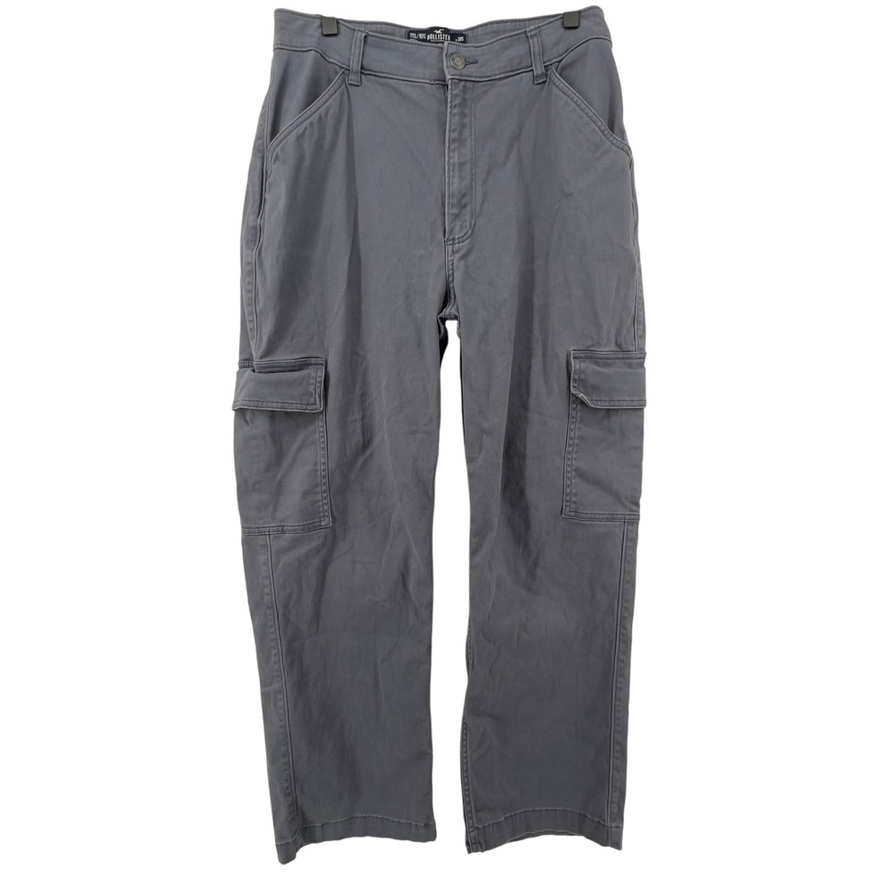 Hollister Women 11S/10S Ultra High-Rise Dad Cargo Pants Blue Pockets Baggy Y2K